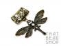 Antique Brass Dragonfly with Rhinestones Scarf Pendant
